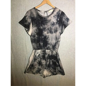 Womens Altar’d State Romper Dark Tie Dye Cinch Waist Loungewear Lounge